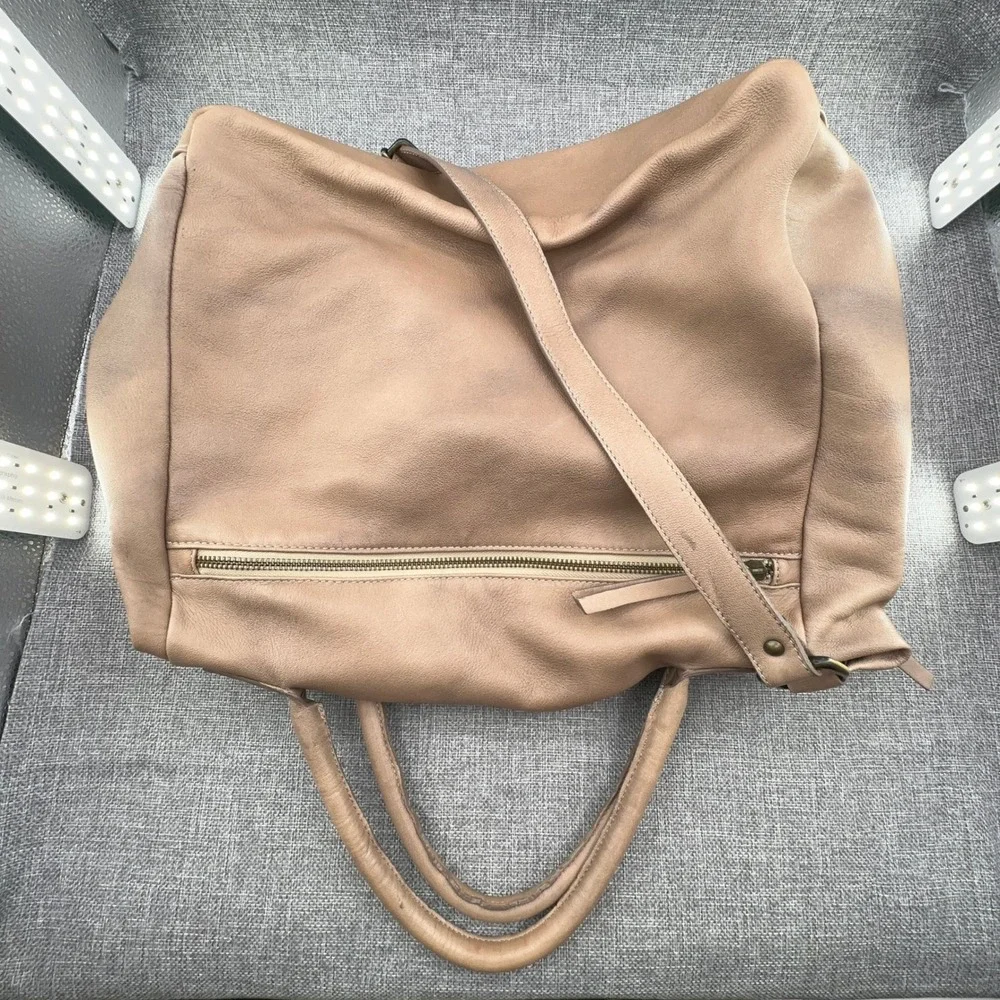 Gianni Notaro Bag Large Nude Leather Hobo Crossbody Shoulder Purse Made in Italy